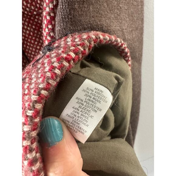 Hinge Jacket Women's Medium Tweed Wool Blend Bohemian Cottagecore Red Gray - Picture 4 of 8